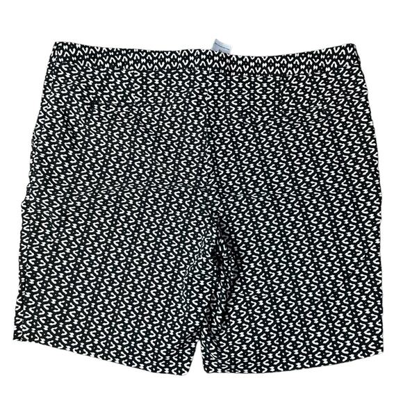 Mario Serrani Comfort Stretch Shorts Tummy Control Black White Print Size 16 - Picture 2 of 7